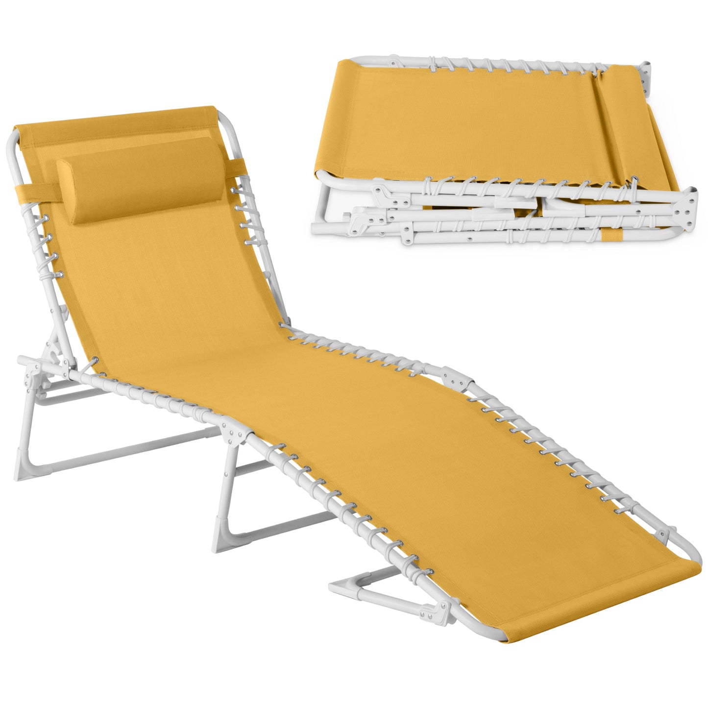 Portable Patio Chaise Lounge Chair Outdoor Recliner with Pillow designed for patio and backyard use