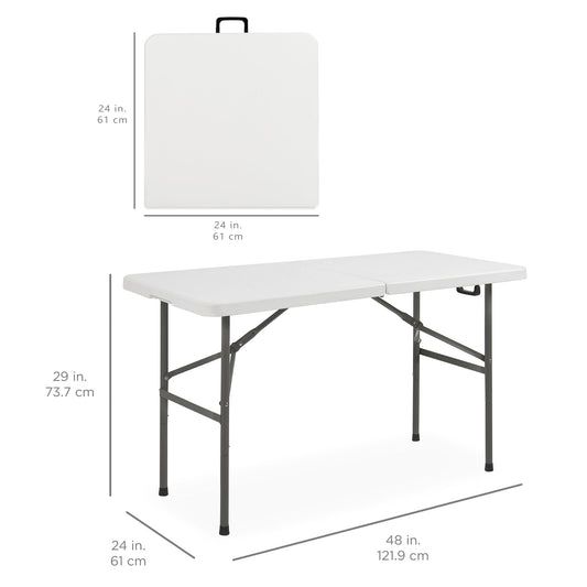 Portable Folding Plastic Dining Table with Handle Lock - 4ft for comfortable home living