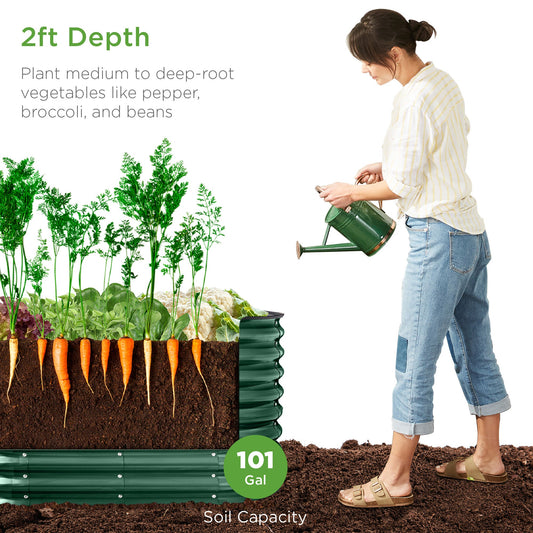 Outdoor Raised Metal Oval Garden Bed Planter Box - 4x2x2ft for outdoor comfort and convenience