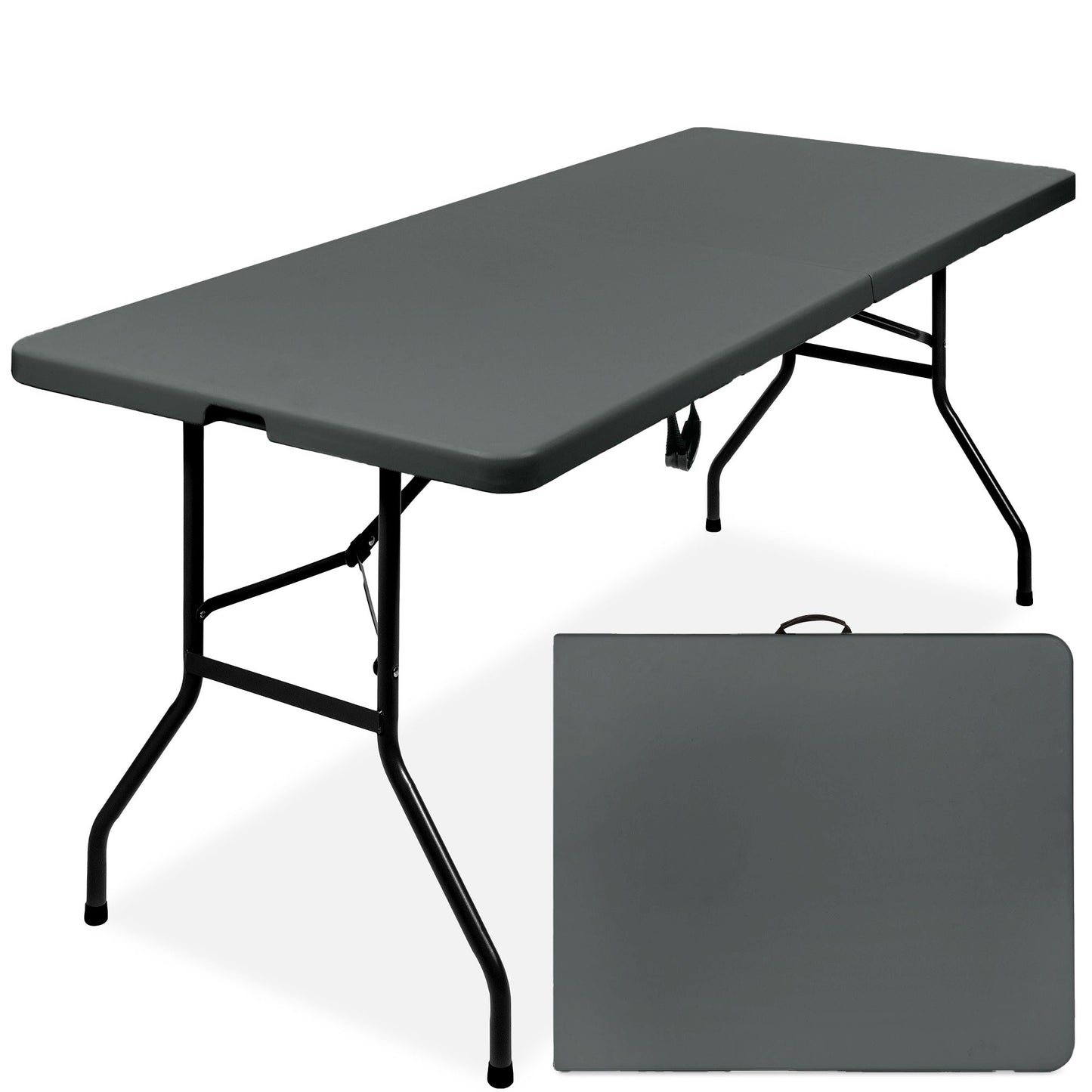 Portable Folding Plastic Dining Table with Handle Lock - 6ft with practical style for home spaces