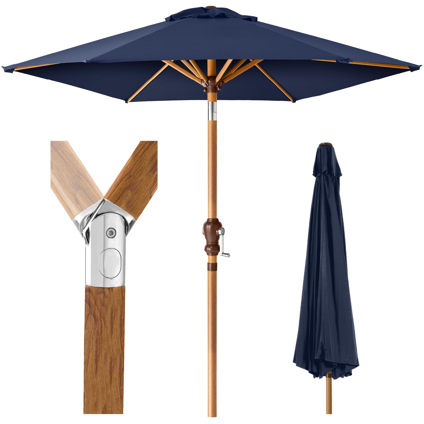 Outdoor Woodgrain Pattern Patio Umbrella Decoration with Tilt Crank - 10ft for outdoor comfort and convenience