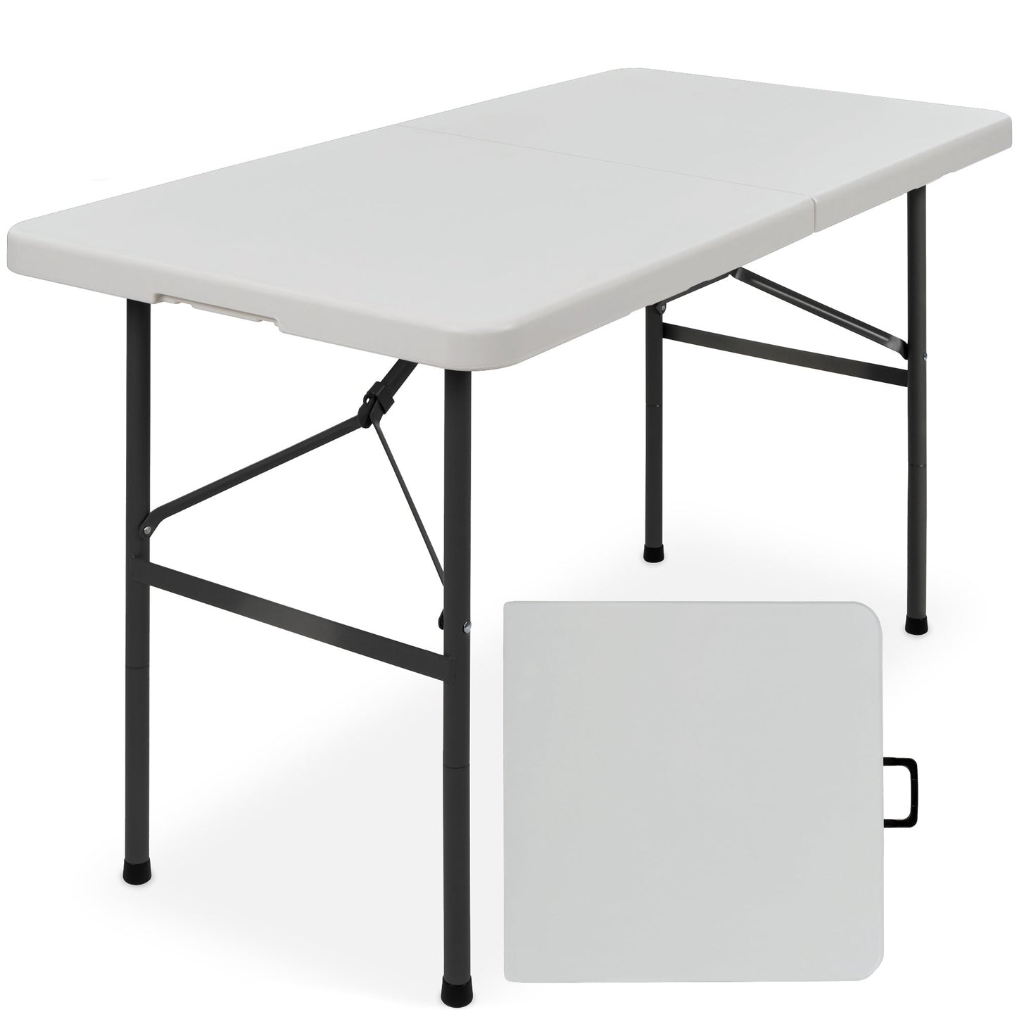 Portable Folding Plastic Dining Table with Handle Lock - 4ft for comfortable home living