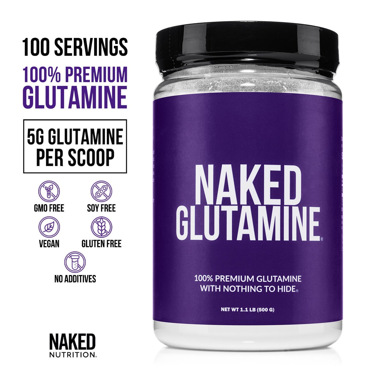 Glutamine Powder - 1.1LB, Clean Daily Nutrition Powder