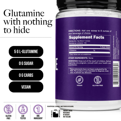 Glutamine Powder - 1.1LB, Clean Daily Nutrition Powder