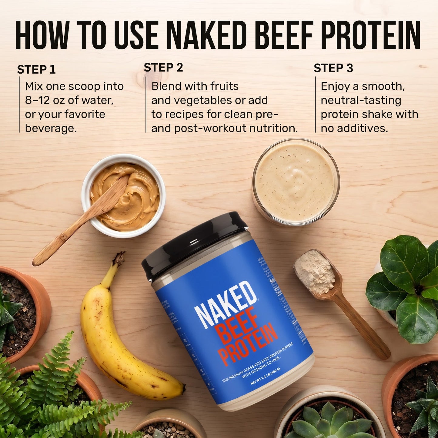 Beef Protein Powder - Unflavored, Clean Daily Nutrition Powder