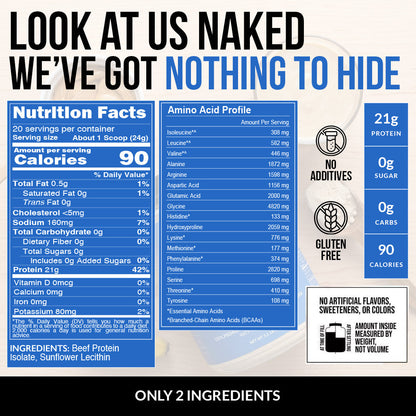 Beef Protein Powder - Unflavored, Clean Daily Nutrition Powder