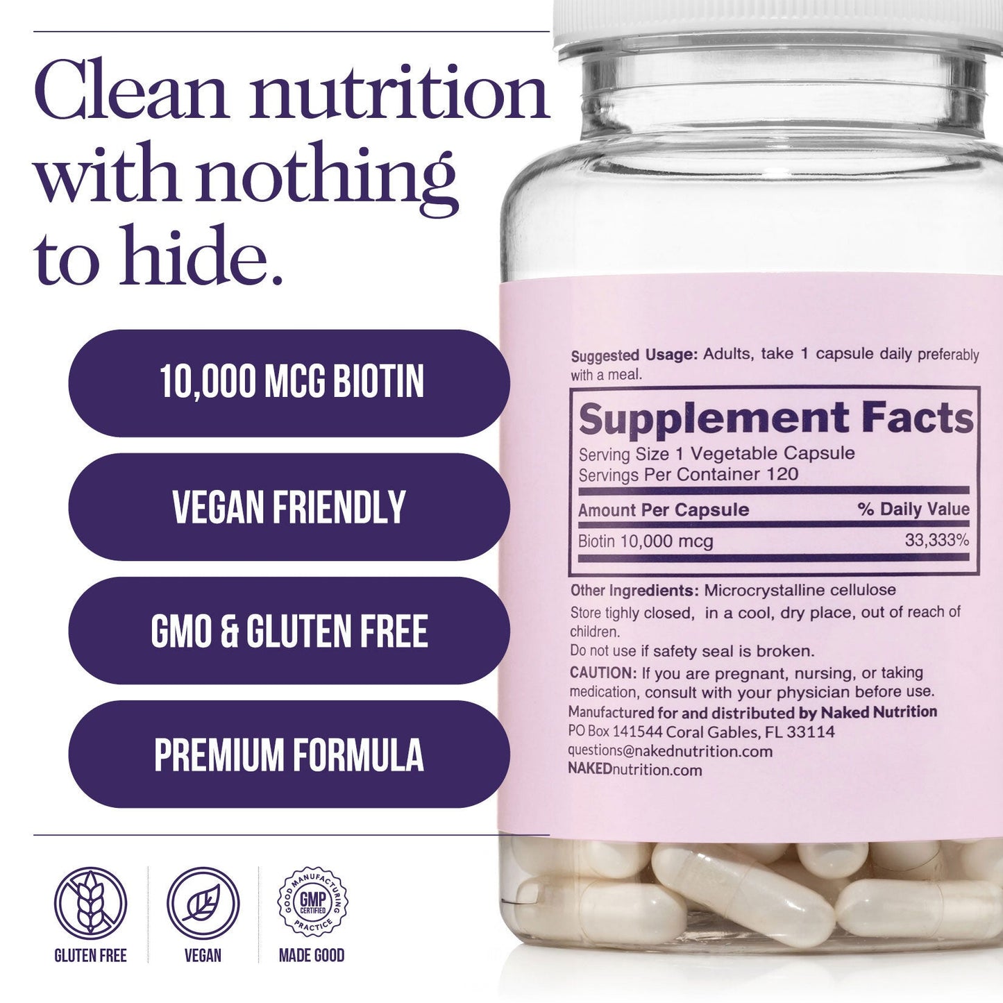 Daily Biotin Supplement - Biotin, Clean Everyday Nutrition