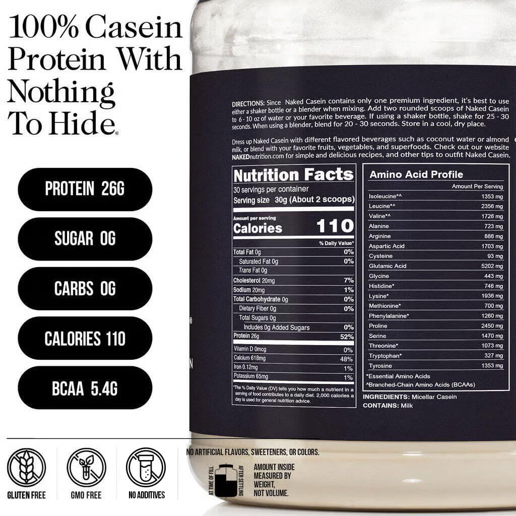 Micellar Casein Protein Powder - Unflavored, Slow Digesting Night Protein