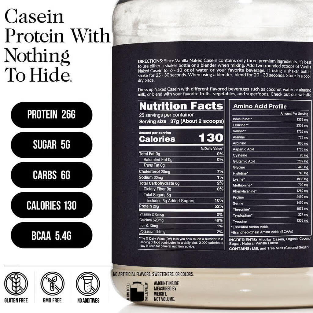 Vanilla Casein Protein Powder - Vanilla, Slow Digesting Night Protein