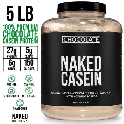 Chocolate Casein Protein Powder - 5LB - Chocolate, Slow Digesting Night Protein