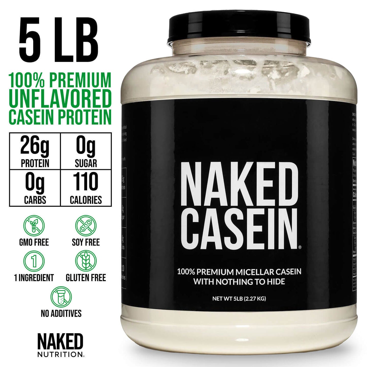 Micellar Casein Protein Powder - Unflavored, Slow Digesting Night Protein