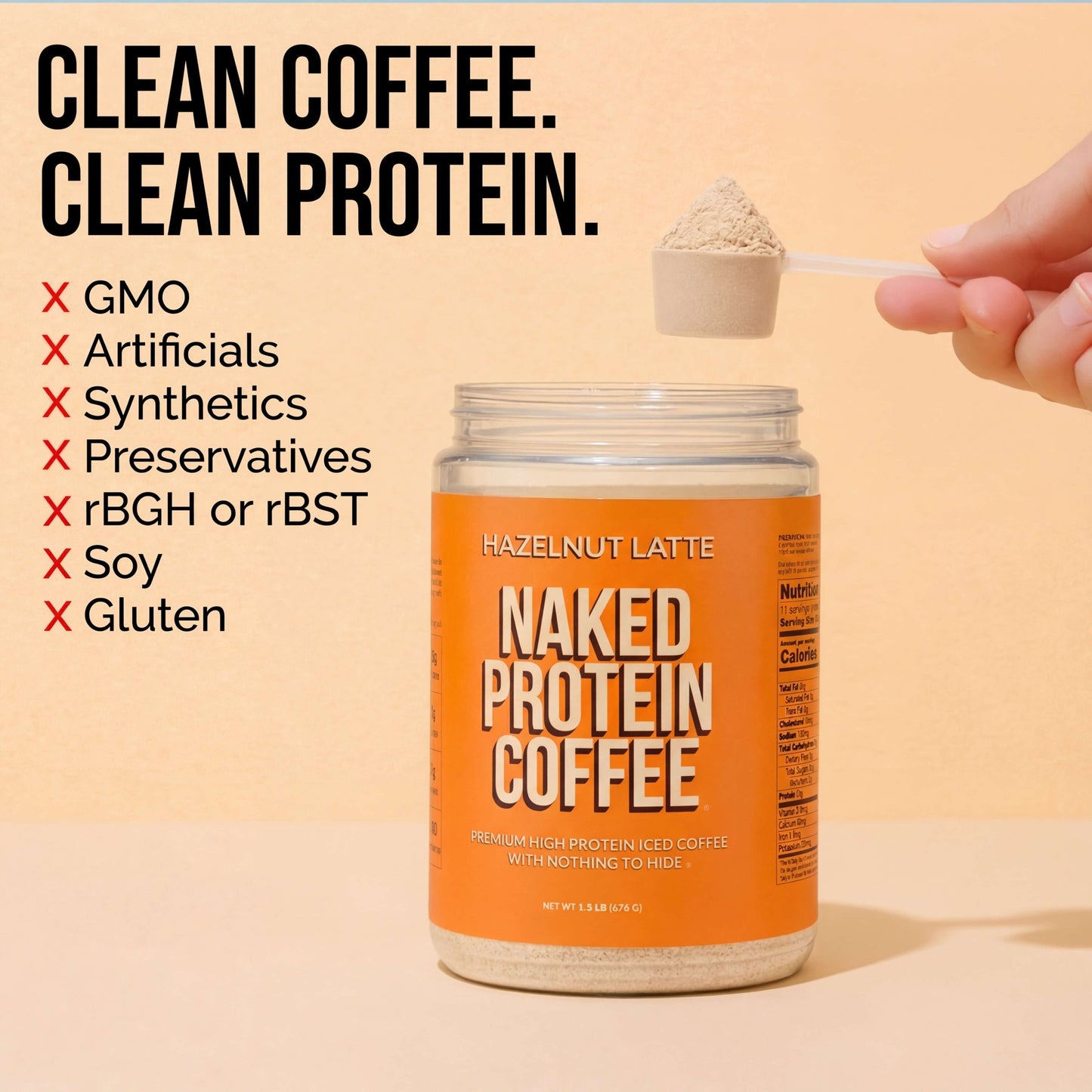 Hazelnut Latte Protein Iced Coffee - Hazelnut Latte, Clean Everyday Nutrition