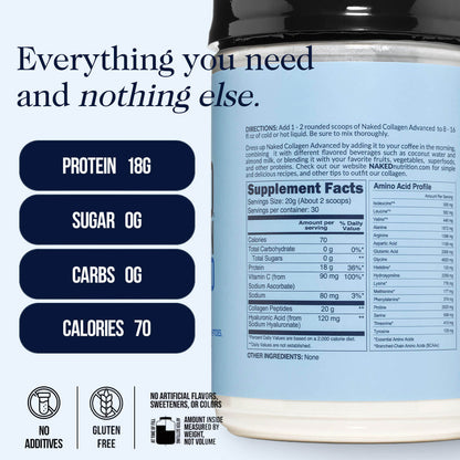 Collagen Peptides with Hyaluronic Acid - Advanced Collagen Peptides, Skin Hair Joint Support