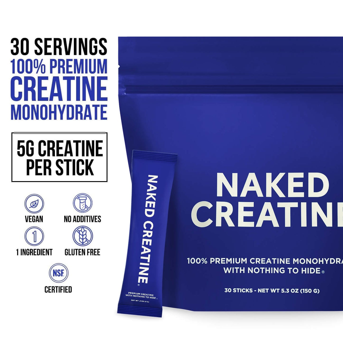 Creatine Travel Packets - Unflavored Sticks, Strength And Performance Support