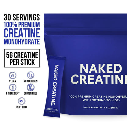 Creatine Travel Packets - Unflavored Sticks, Strength And Performance Support