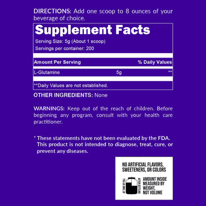 Glutamine Powder - 2.2LB, Clean Daily Nutrition Powder