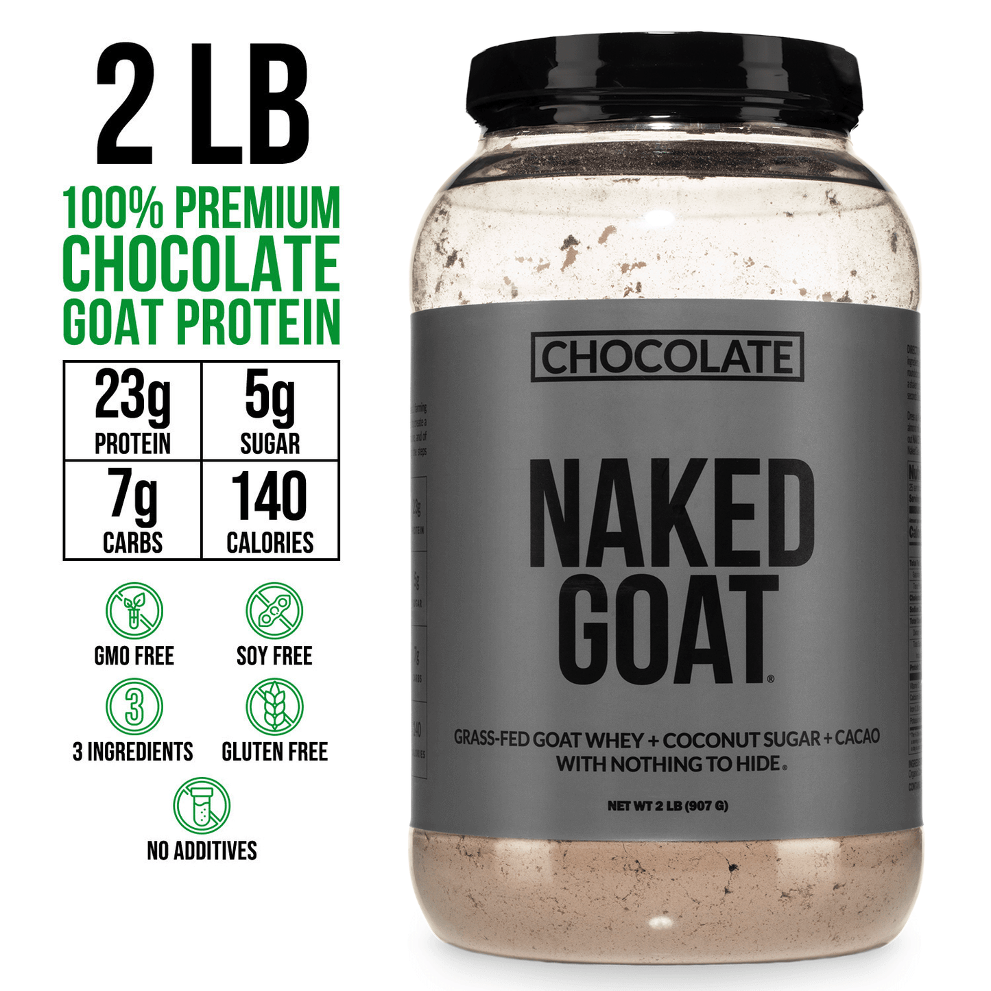 Chocolate Goat Whey Protein Powder - Chocolate, Clean Daily Protein Support