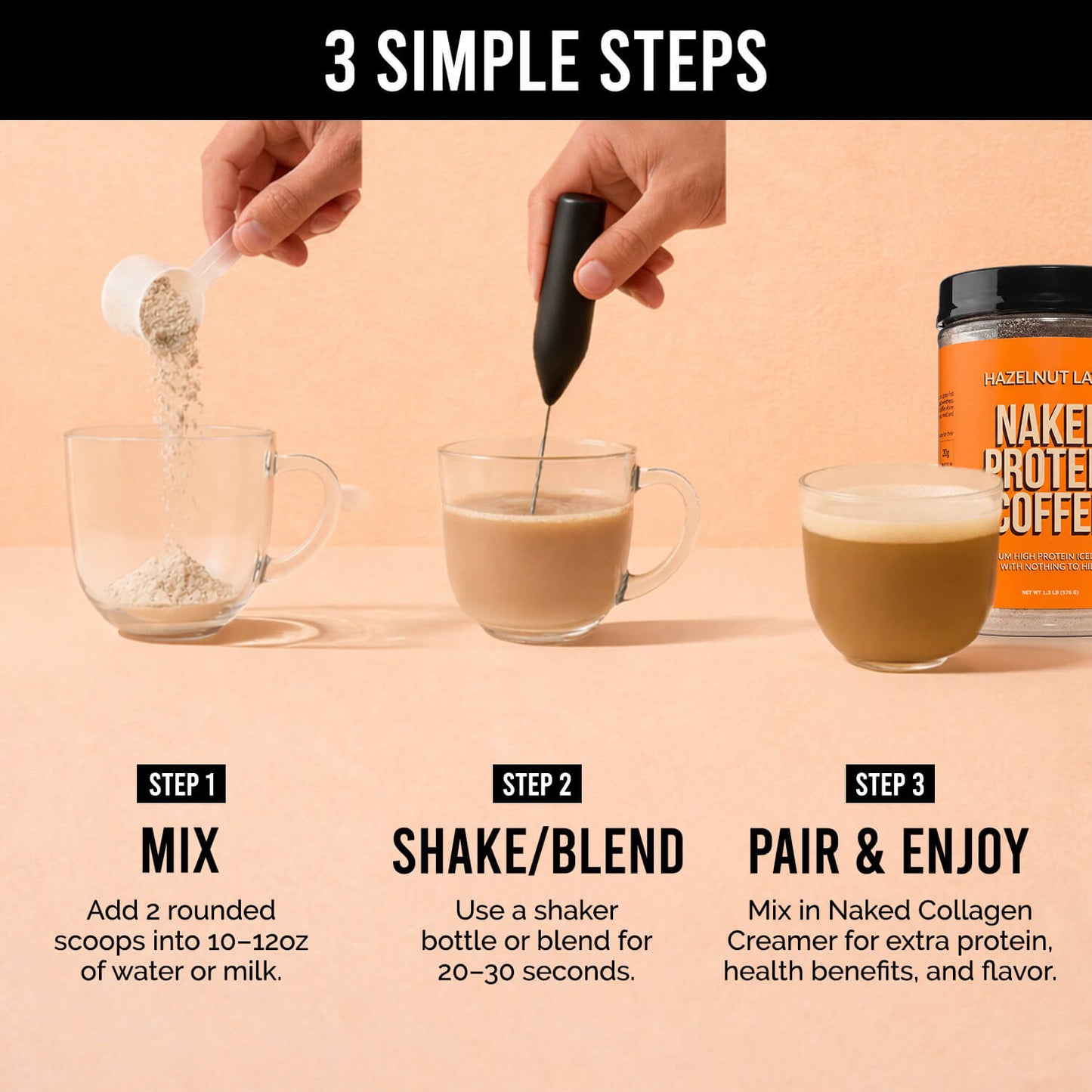 Hazelnut Latte Protein Iced Coffee - Hazelnut Latte, Clean Everyday Nutrition