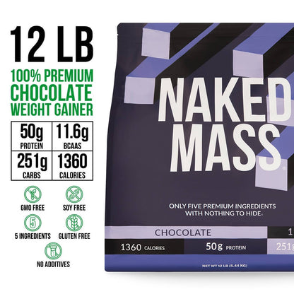 Chocolate Mass Gainer Protein Supplement - Chocolate 12LB, High Calorie Muscle Support