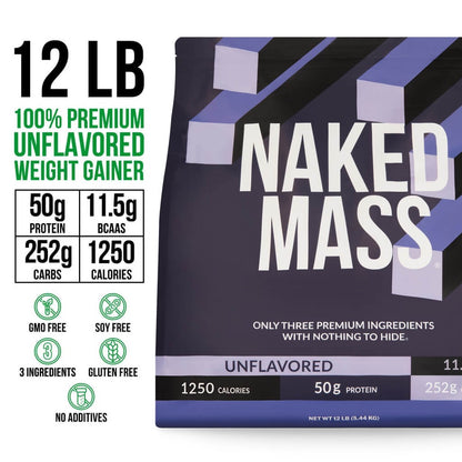 Mass Gainer Protein Supplement - Unflavored 12LB, High Calorie Muscle Support