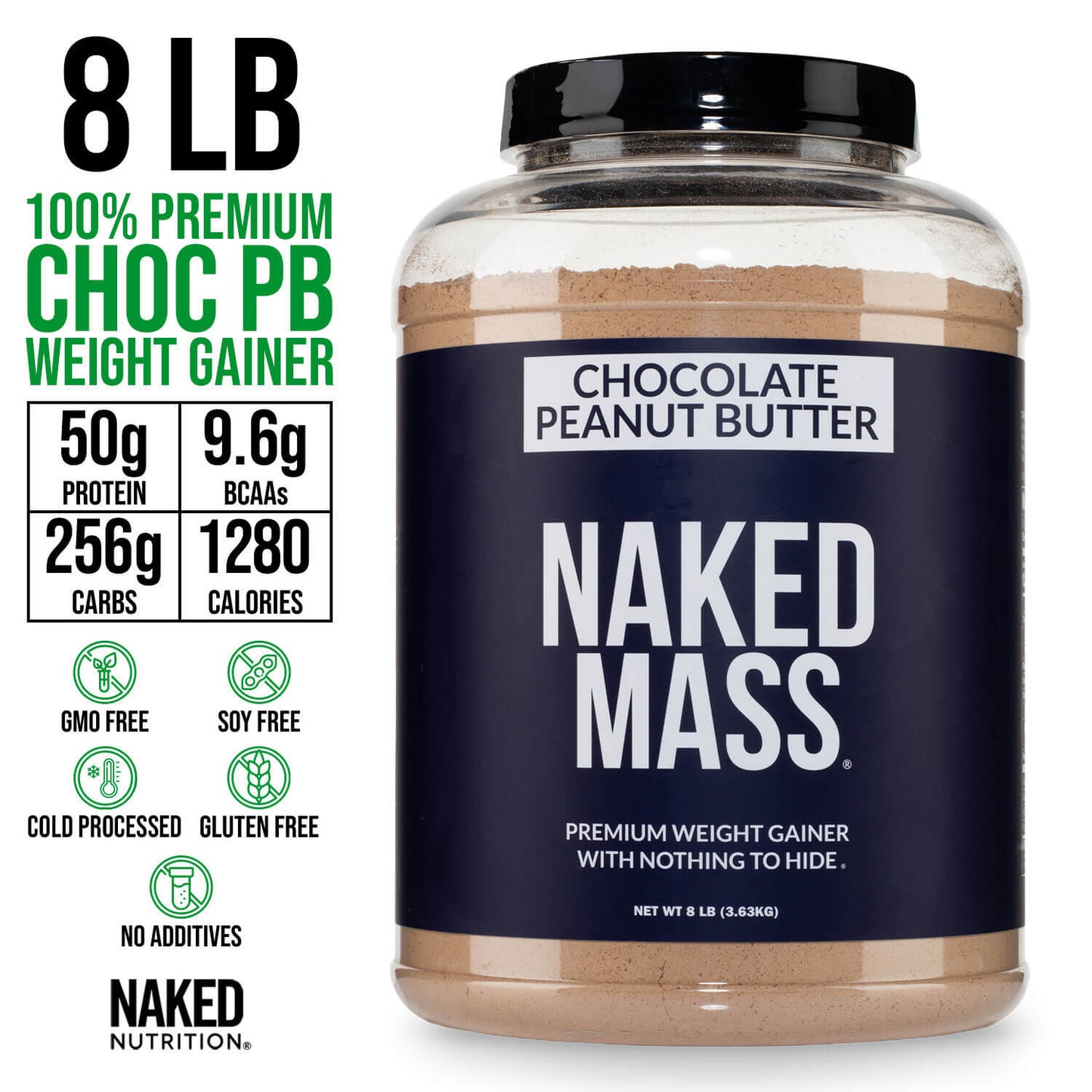 Chocolate Peanut Butter Mass Gainer Protein Supplement - Chocolate PB, High Calorie Muscle Support