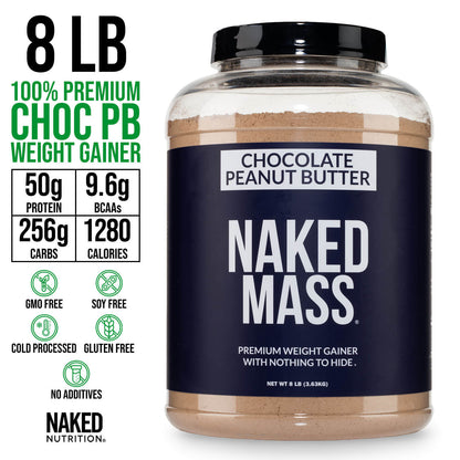 Chocolate Peanut Butter Mass Gainer Protein Supplement - Chocolate PB, High Calorie Muscle Support