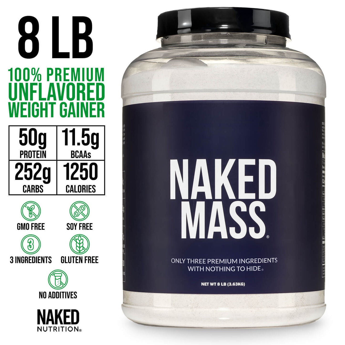 Mass Gainer Protein Supplement - Unflavored, High Calorie Muscle Support