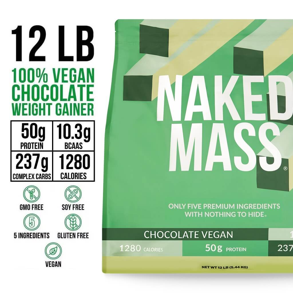 Chocolate Vegan Mass Gainer Supplement - Chocolate (Vegan) 12LB, High Calorie Muscle Support