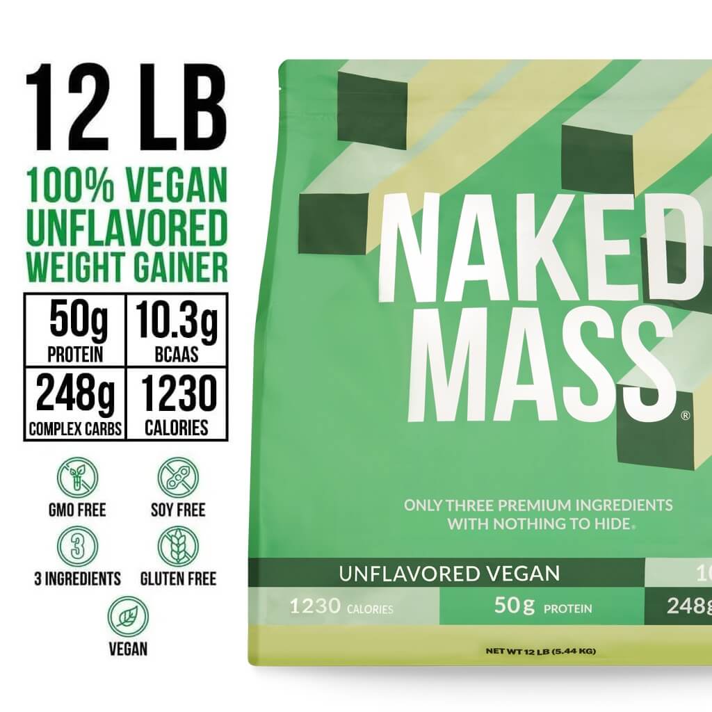 Vegan Mass Gainer Supplement - Unflavored (Vegan) 12LB, High Calorie Muscle Support