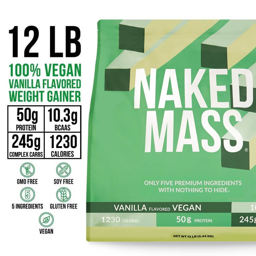 Vanilla Vegan Mass Gainer Supplement - Vanilla (Vegan) 12LB, High Calorie Muscle Support