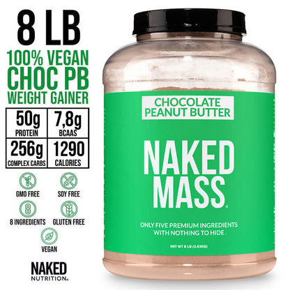 Chocolate Peanut Butter Vegan Mass Gainer Supplement - Chocolate PB (Vegan), High Calorie Muscle Support