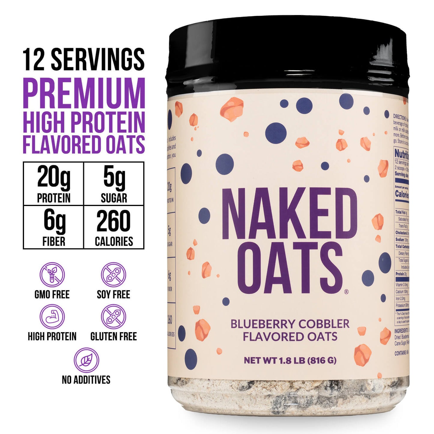 Blueberry Cobbler Protein Oats - Blueberry Cobbler, Clean Everyday Nutrition