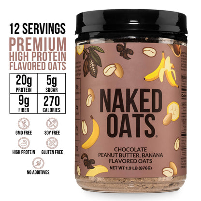 Chocolate Peanut Butter Banana Protein Oats - Chocolate PB Banana, Clean Everyday Nutrition