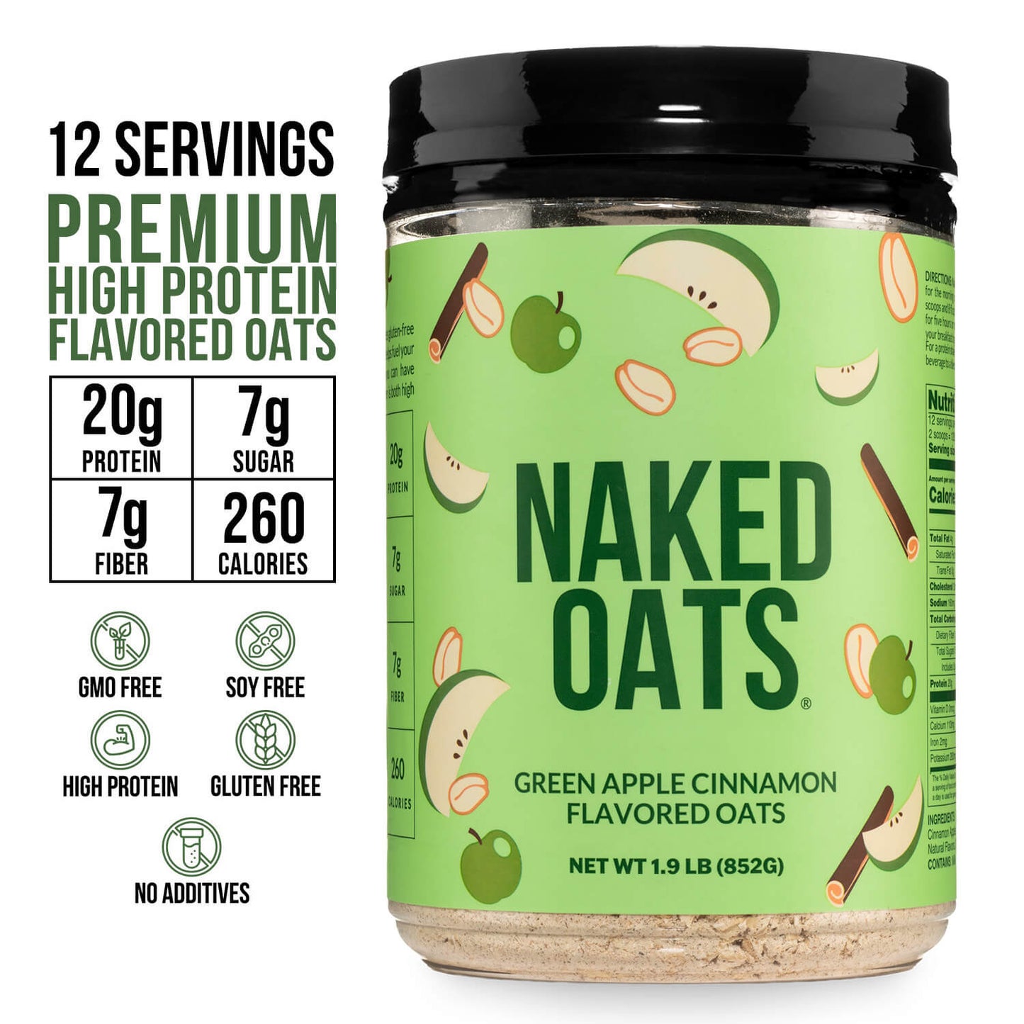 Green Apple Cinnamon Protein Oats - Green Apple Cinnamon, Clean Everyday Nutrition