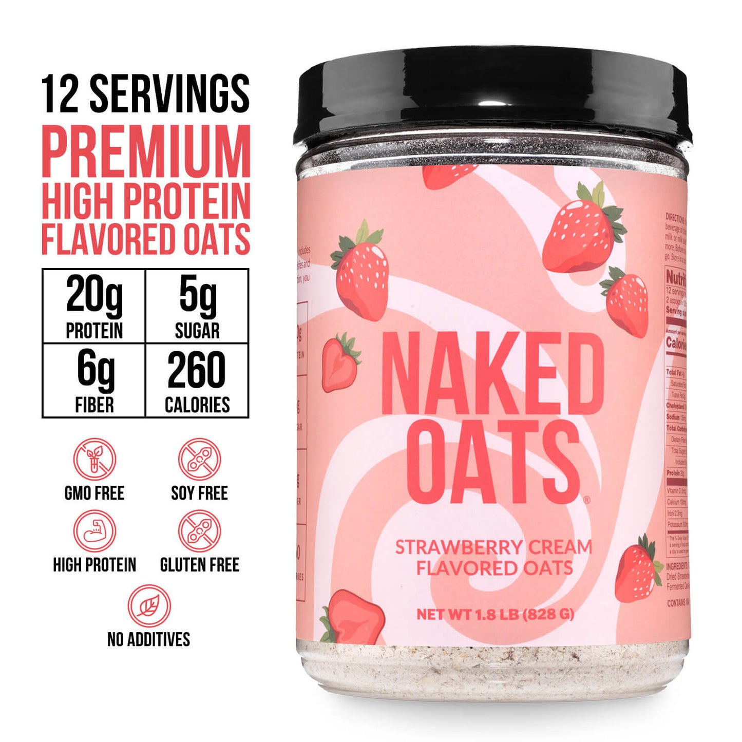 Strawberry Cream Protein Oats - Strawberry Cream, Clean Everyday Nutrition