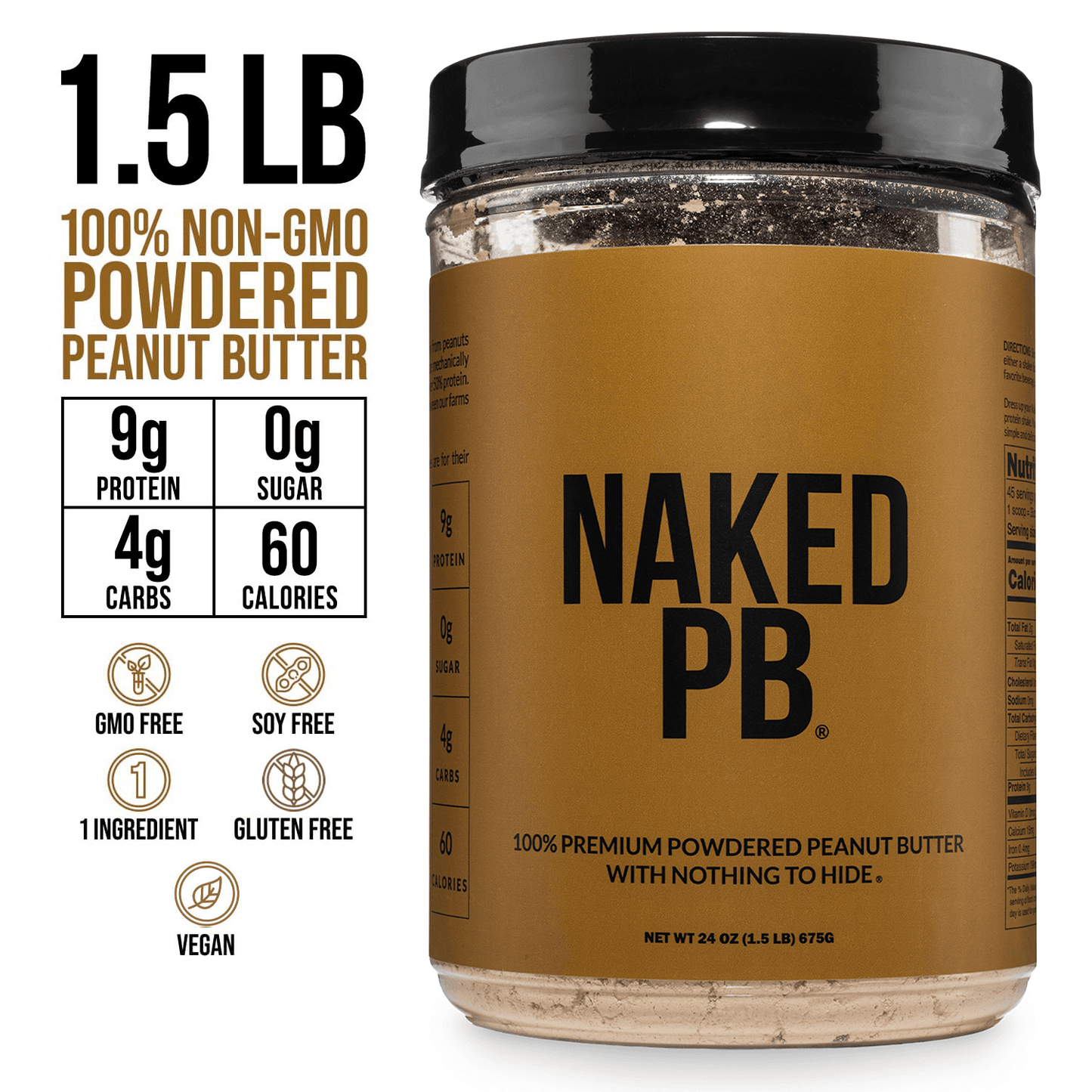 Powdered Peanut Butter - PB - 1.5 LB, Clean Daily Nutrition Powder