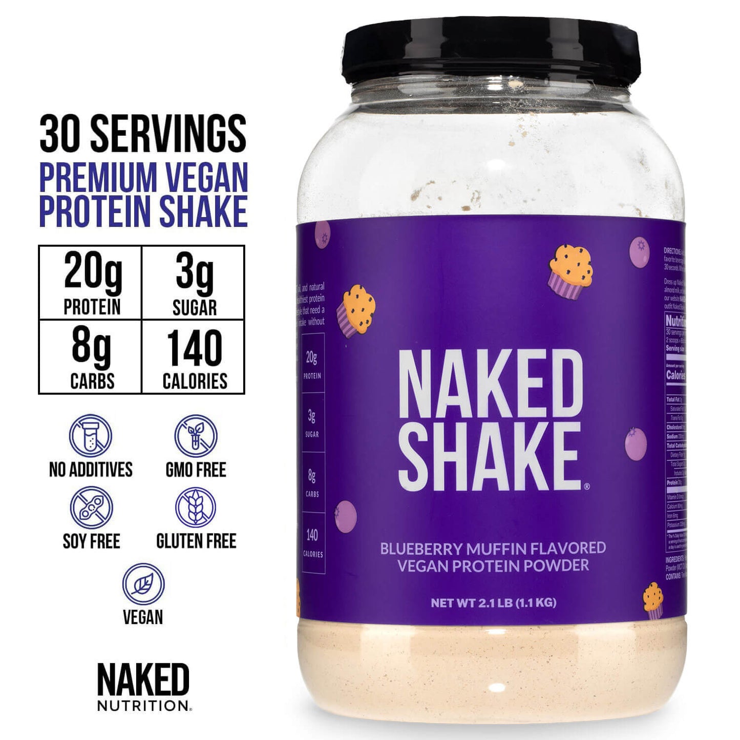 Blueberry Muffin Protein Shake - Blueberry Muffin, Clean Everyday Nutrition