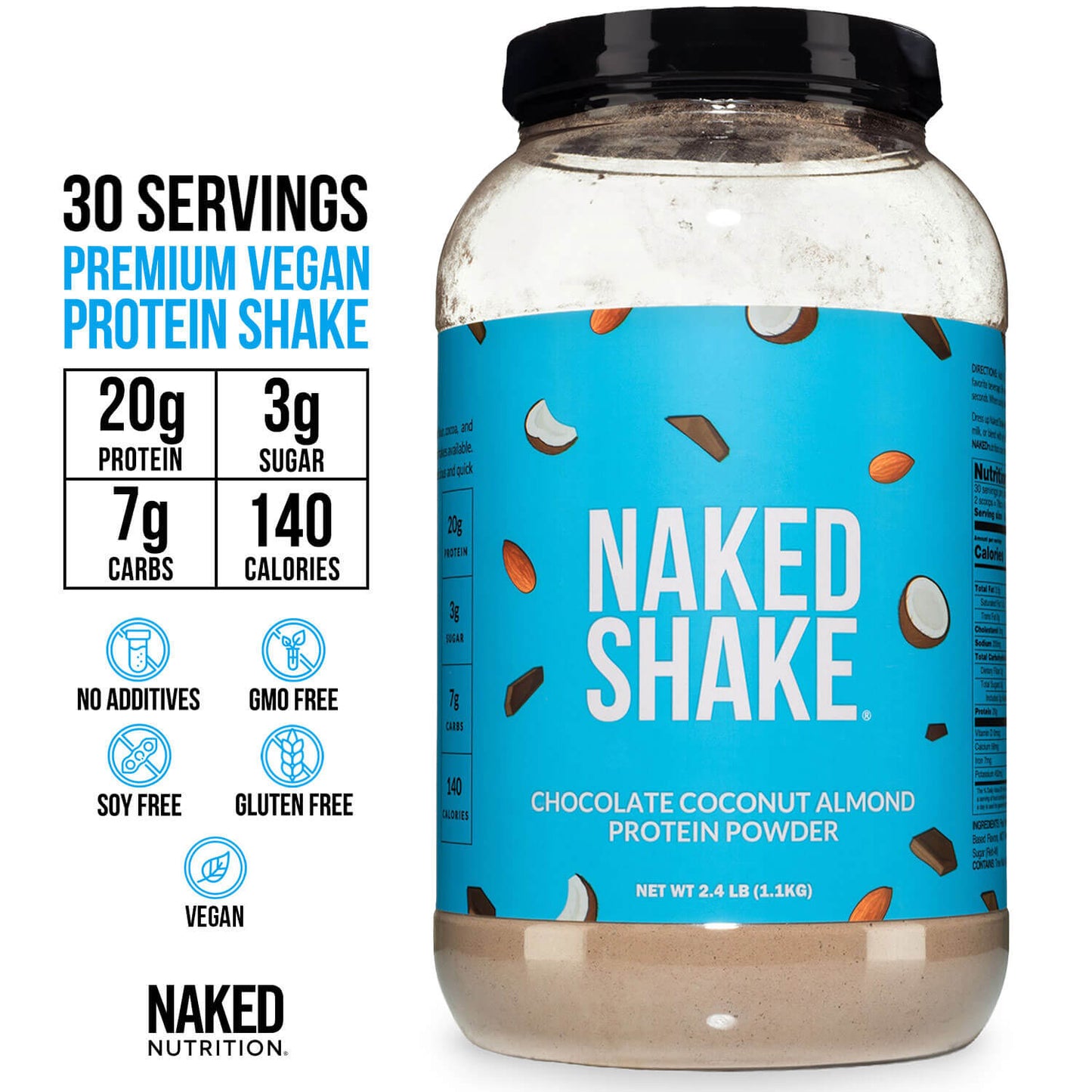 Chocolate Coconut Almond Protein Shake - Chocolate Coconut Almond, Plant Based Daily Nutrition