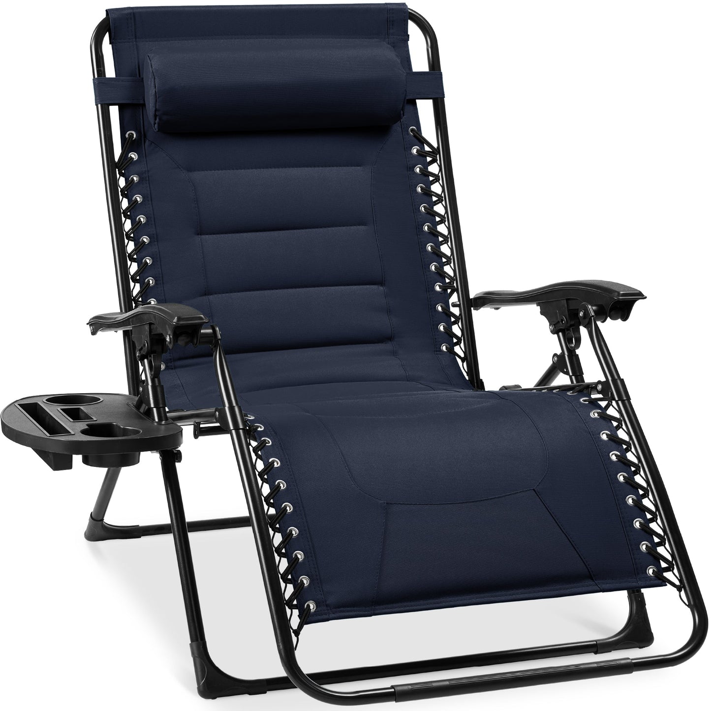 Oversized Padded Zero Gravity Chair Folding Recliner with Headrest Side Tray for comfortable home living