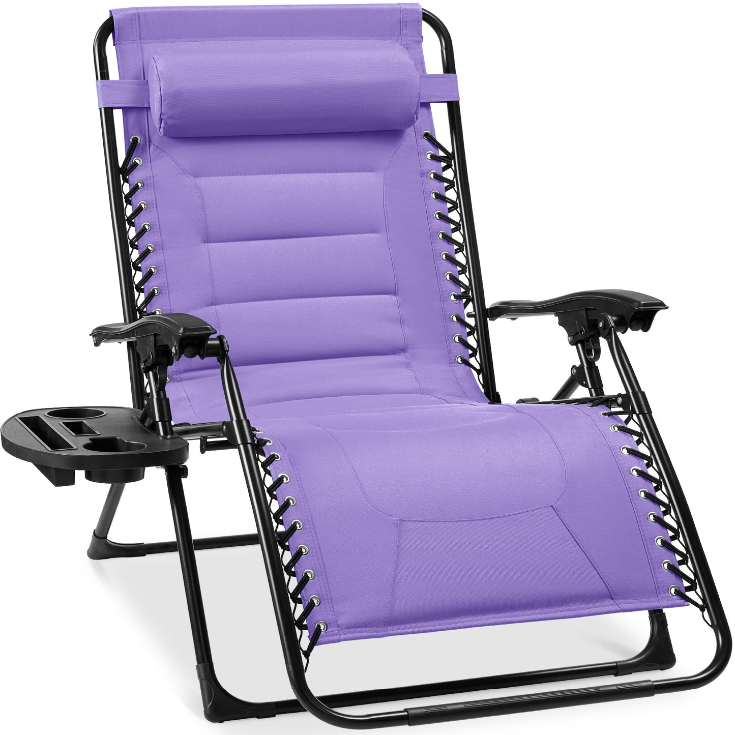 Oversized Padded Zero Gravity Chair Folding Recliner with Headrest Side Tray for comfortable home living