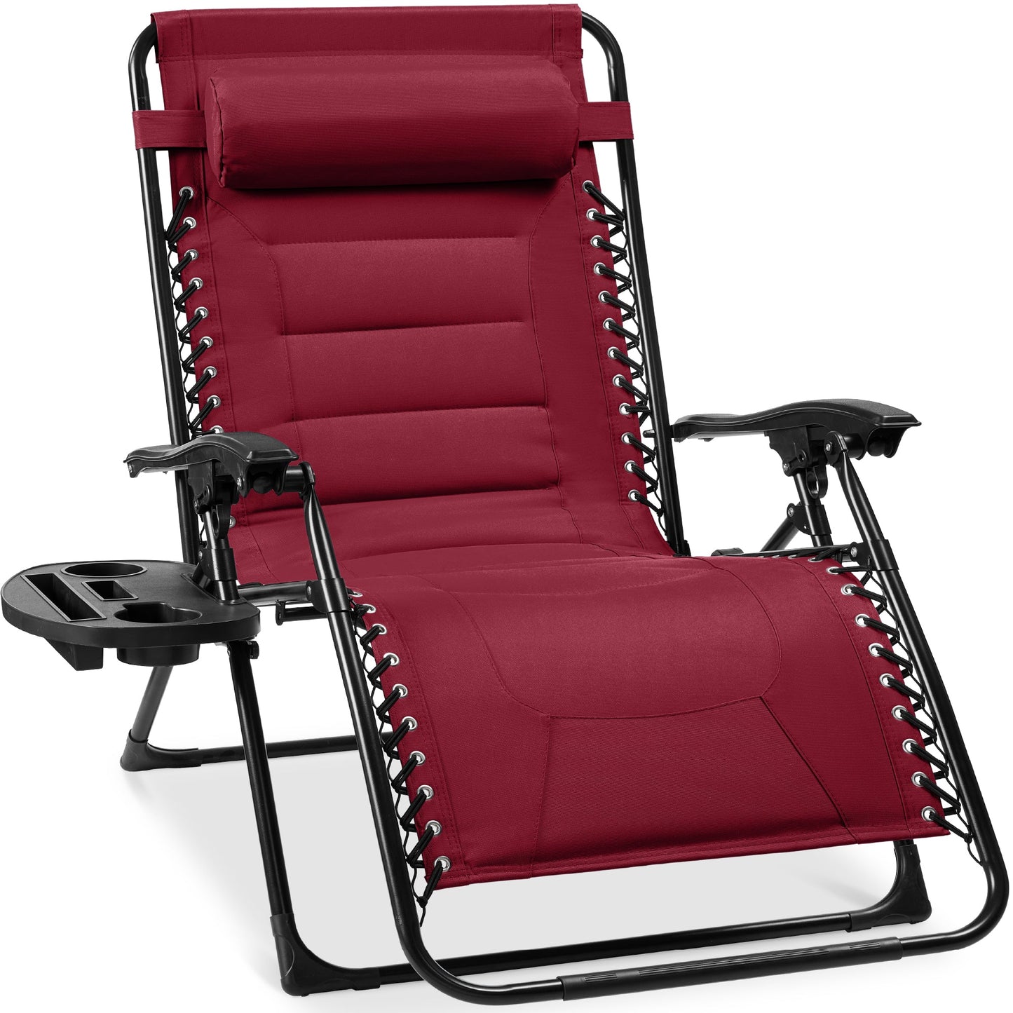 Oversized Padded Zero Gravity Chair Folding Recliner with Headrest Side Tray for comfortable home living