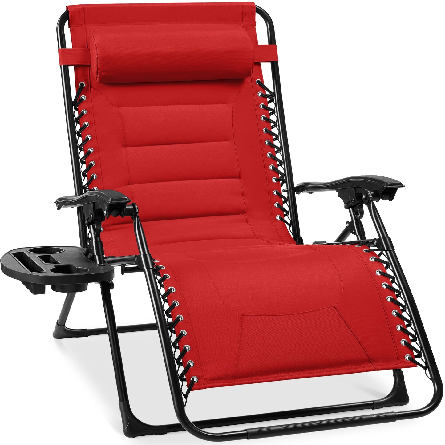 Oversized Padded Zero Gravity Chair Folding Recliner with Headrest Side Tray for comfortable home living
