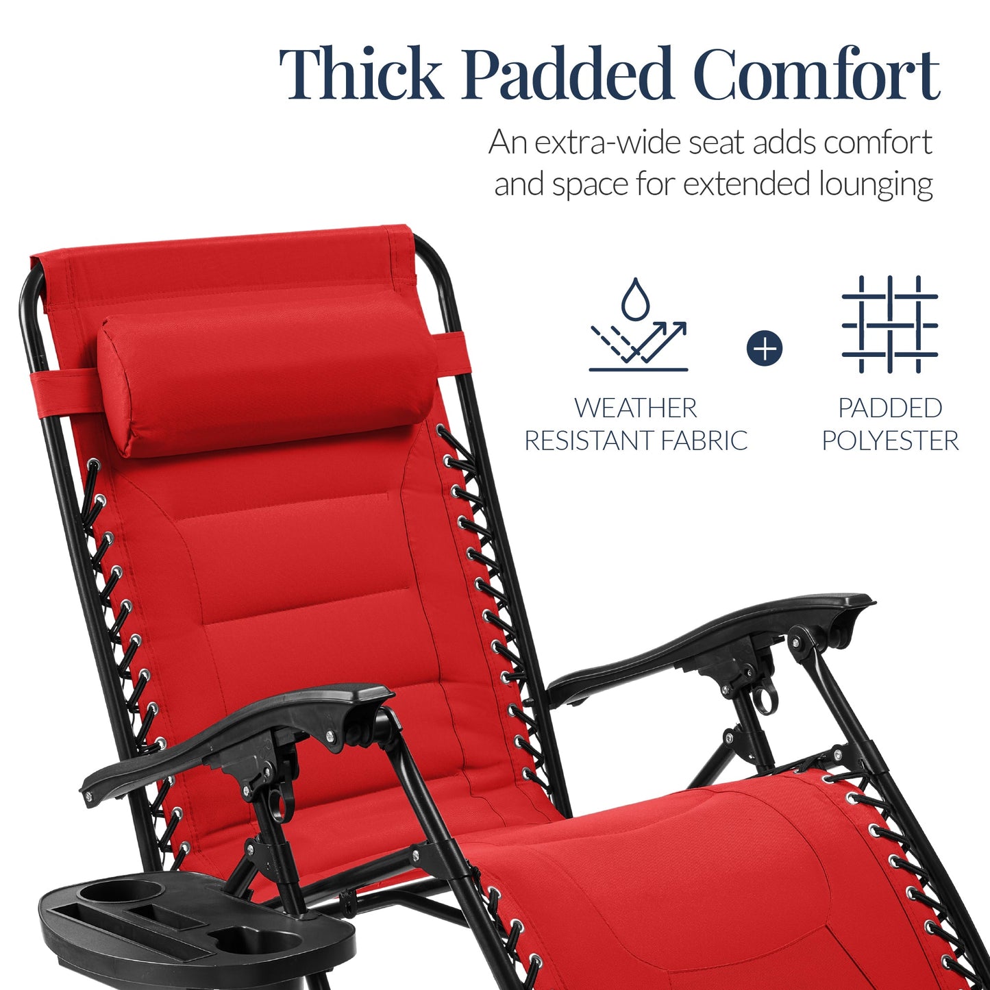 Oversized Padded Zero Gravity Chair Folding Recliner with Headrest Side Tray for comfortable home living