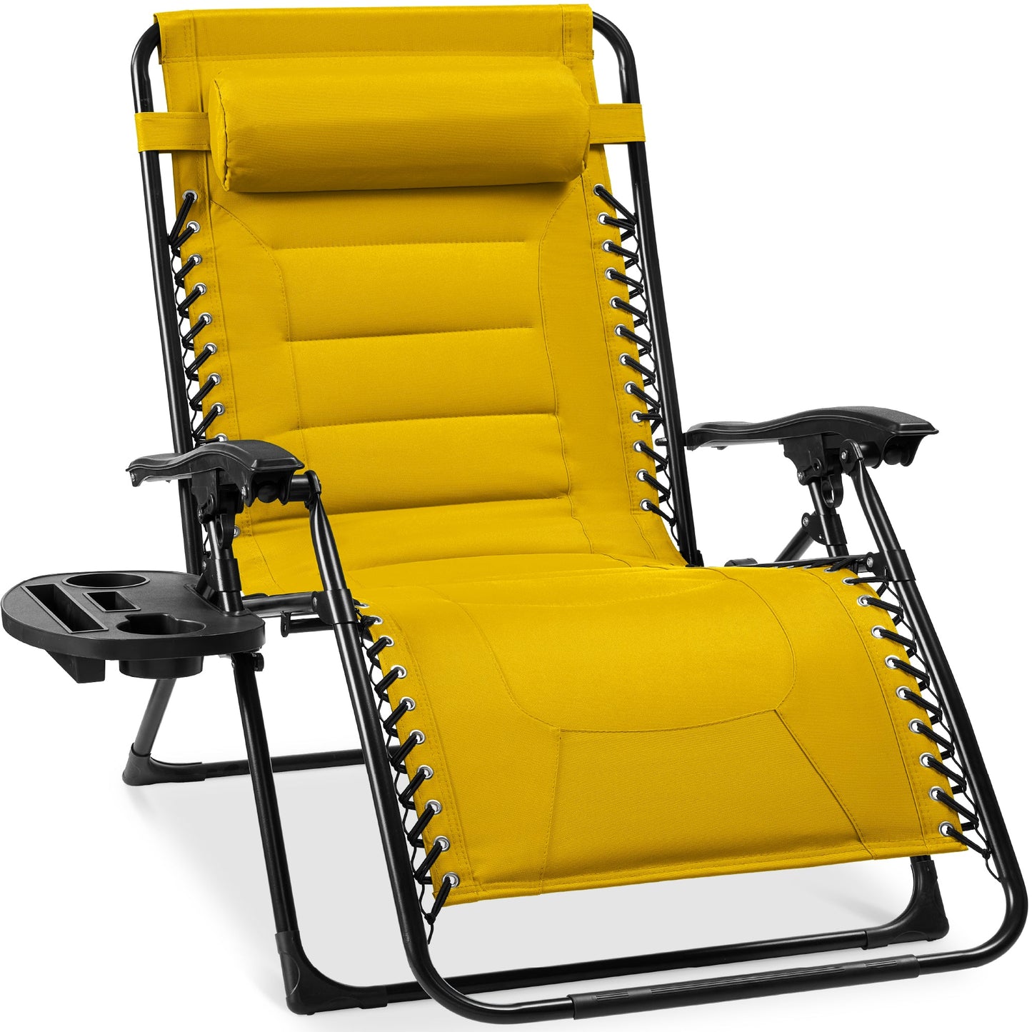 Oversized Padded Zero Gravity Chair Folding Recliner with Headrest Side Tray for comfortable home living