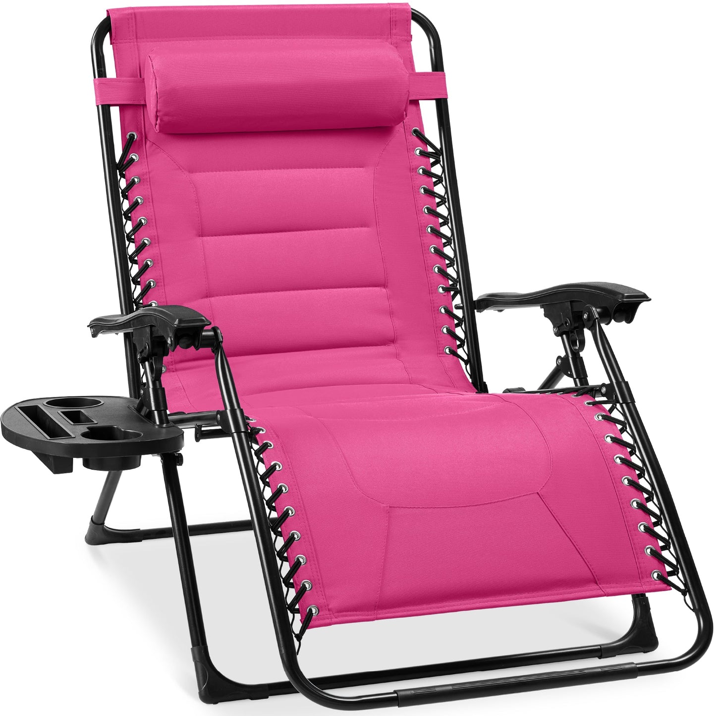 Oversized Padded Zero Gravity Chair Folding Recliner with Headrest Side Tray for comfortable home living