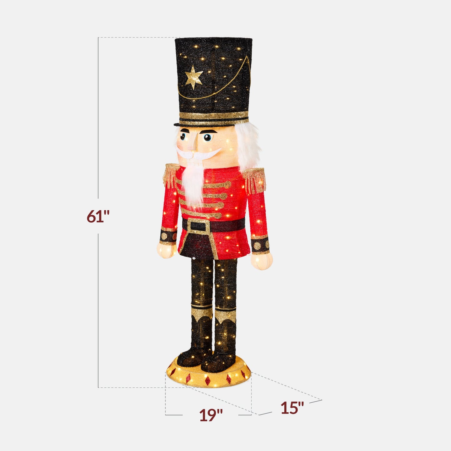 Pop Up Christmas Nutcracker with 150 LED Lights for Outdoor Indoor 5ft with eye-catching holiday style