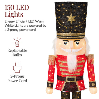 Pop Up Christmas Nutcracker with 150 LED Lights for Outdoor Indoor 5ft with eye-catching holiday style