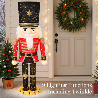 Pop Up Christmas Nutcracker with 150 LED Lights for Outdoor Indoor 5ft with eye-catching holiday style