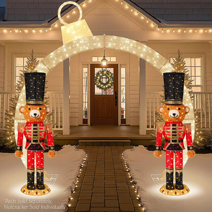 Pop Up Christmas Bear Nutcracker with 150 LED Lights for Outdoor Indoor 5ft for festive seasonal decorating