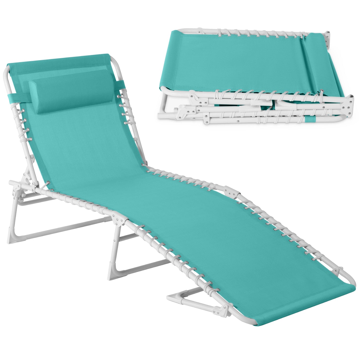 Portable Patio Chaise Lounge Chair Outdoor Recliner with Pillow designed for patio and backyard use